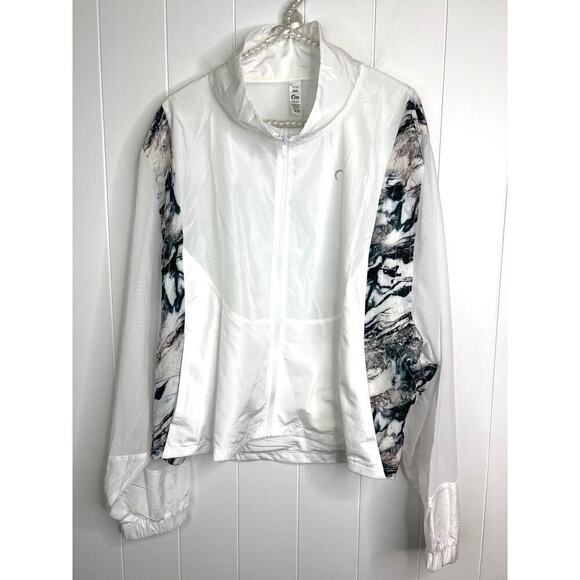 Zyia Active White Marble Mesh Light Weight Packable Jacket Size XXXL - Picture 1 of 10